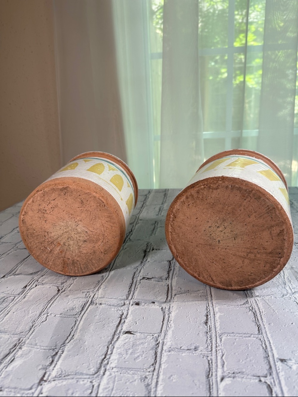 2 Navajo Southwestern Pottery Canisters Handmade 9-10” turquoise yellow blue - Picture 13 of 16
